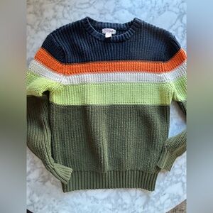 Cat & Jack Colorblock Crewneck Sweater - Navy, Orange, Lime & Olive